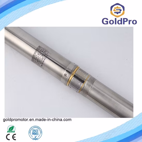 4sdm Alambre de cobre de alta velocidad Impulsor de plástico Cuerpo de acero inoxidable multietapa Drenaje sumergible Bomba eléctrica de agua de pozo profundo con controlador MPPT
